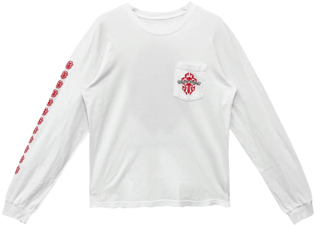Chrome Hearts 'Red Floral Dagger' White Longsleeve