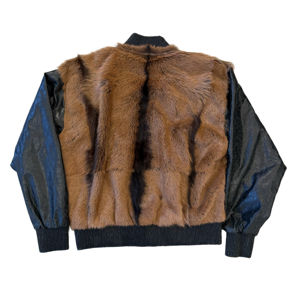 424 'Brown' Striped Goat Hair Bomber Jacket