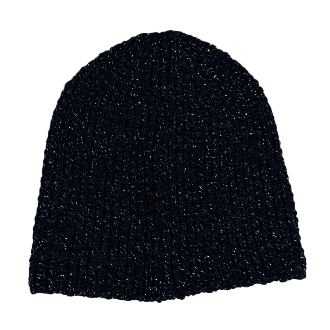 Chanel Cashmere Black/Silver Woven Beanie