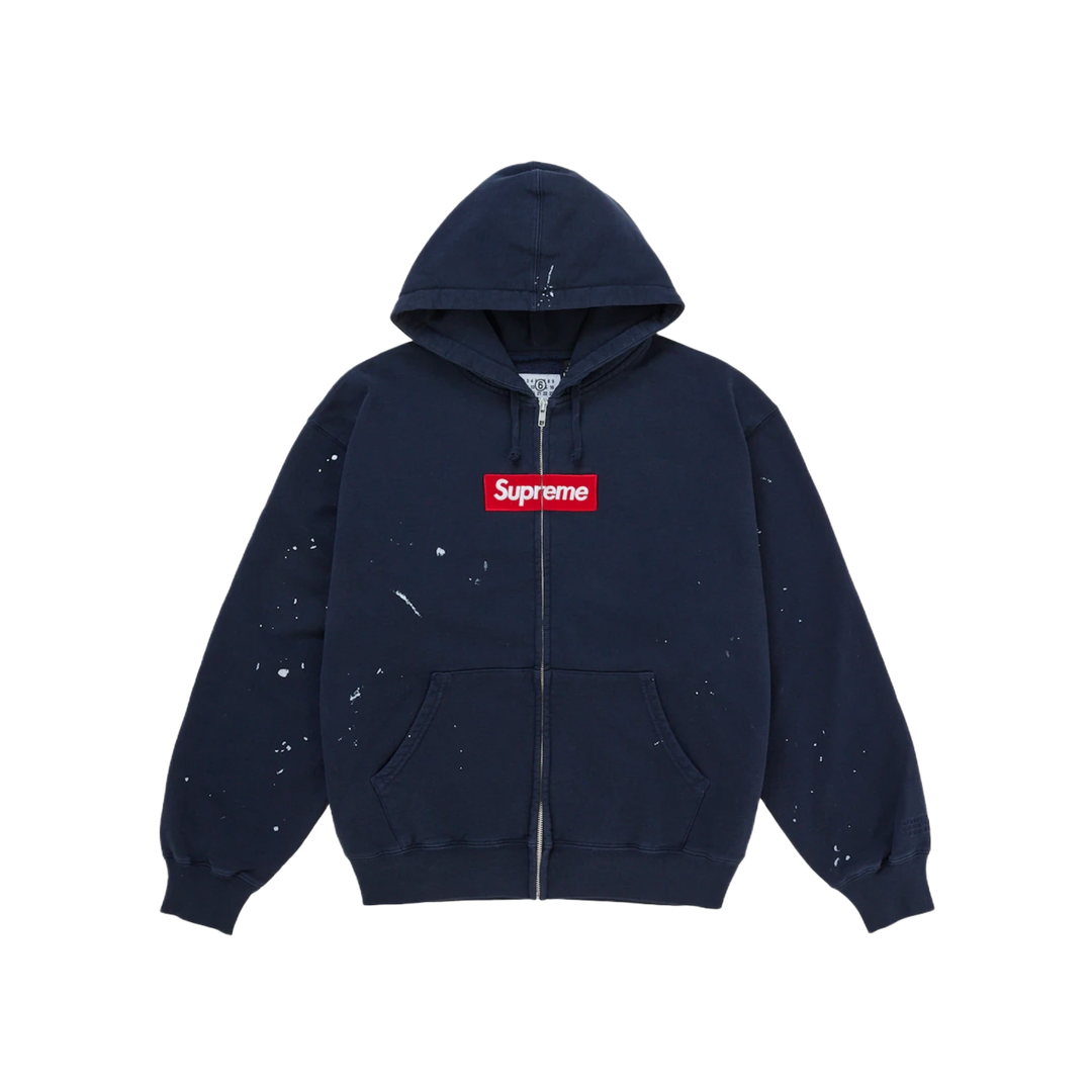 Supreme MM6 Maison Margiela Box Logo Zip Up Hooded Sweatshirt Navy