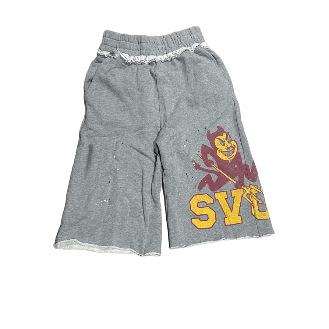 Saint Vanity 'Grey' Distressed Sun Devils Long Shorts