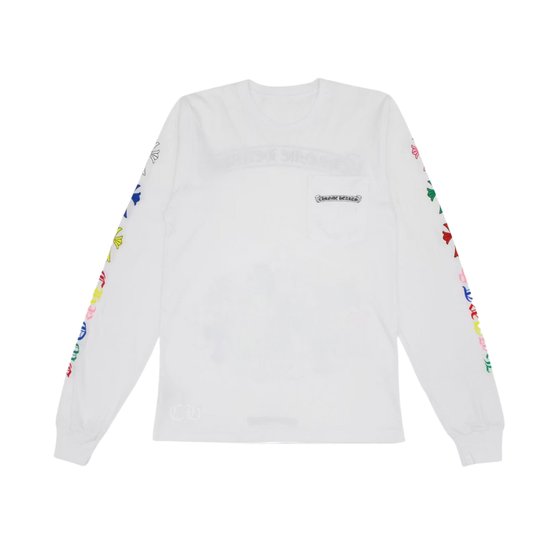 Chrome Hearts 'Multi Color Cross' Scroll White Longsleeve