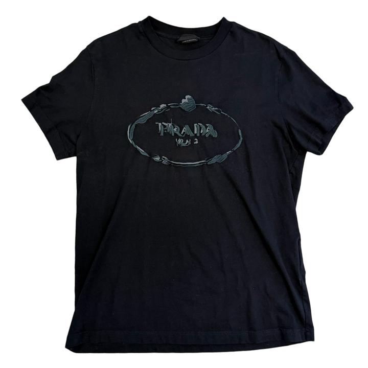 Prada 'Embroidered Logo' Black Tee
