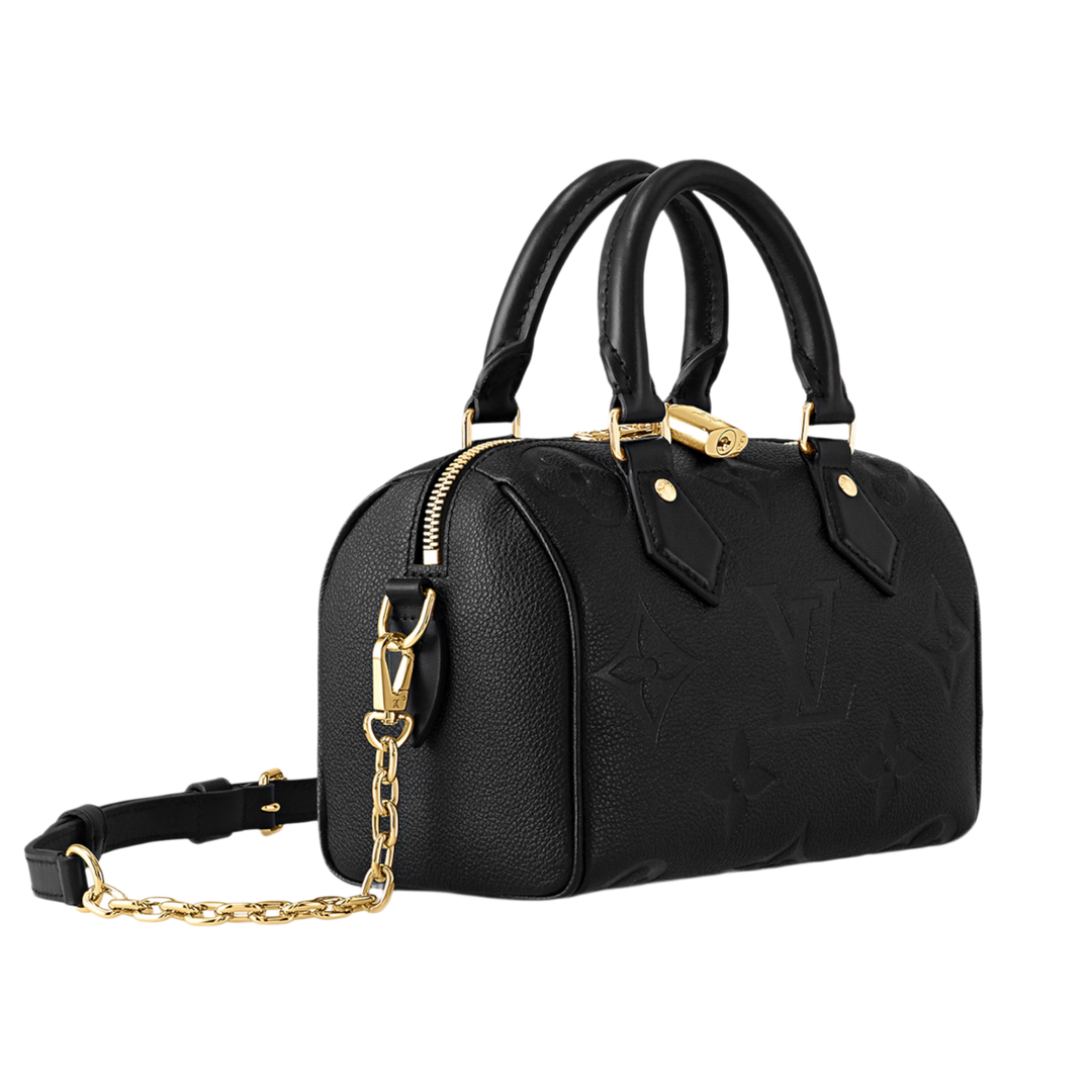 Louis Vuitton Speedy Black Leather Bandoulière 20