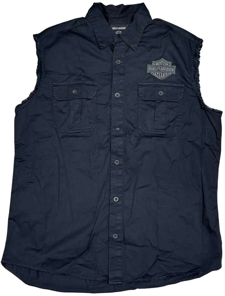 Harley Davidson 'Vintage Mechanic' Cutoff Button Shirt