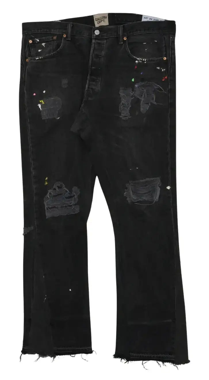 Gallery Dept. Distressed LA Flare Black Jeans
