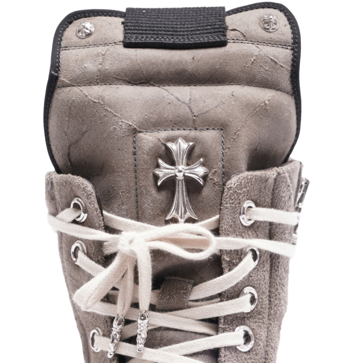 Chrome Hearts x Rick Owens 'Grey' Suede Geobasket Sneakers