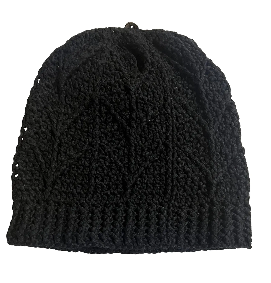 Chrome Hearts 'Leather Cross' Black Knit Beanie