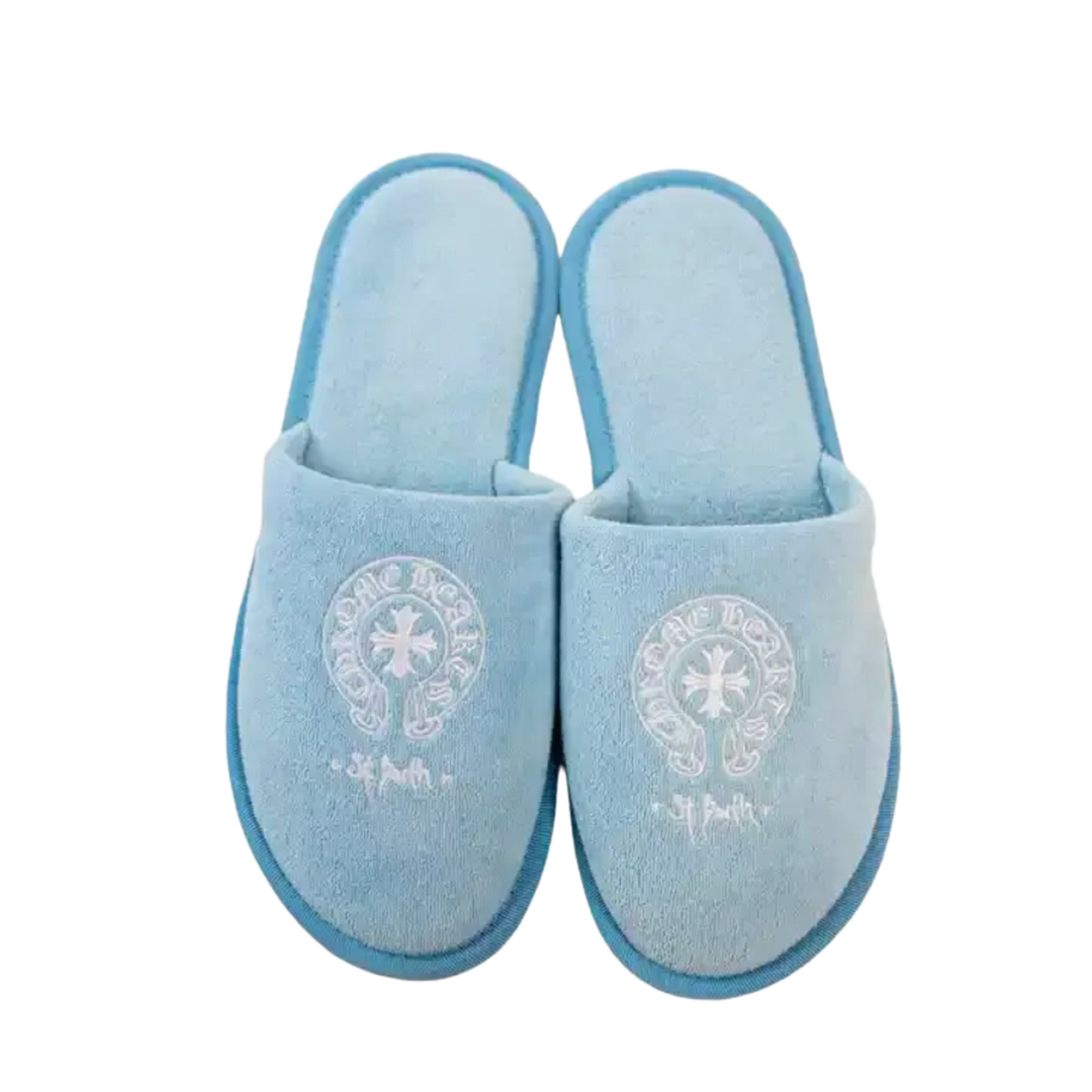 Chrome Hearts 'St Barth' Blue Hotel Slippers