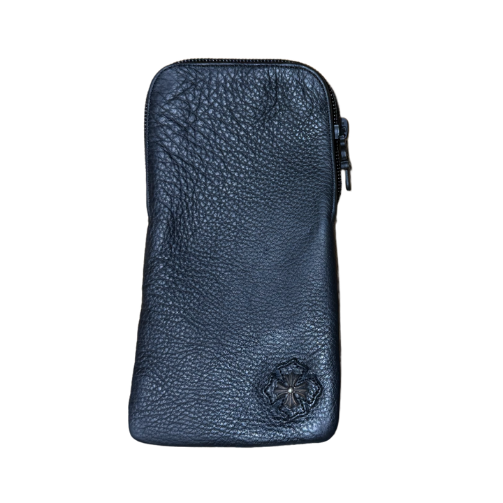 Chrome Hearts Leather Glasses Case XL with Cross