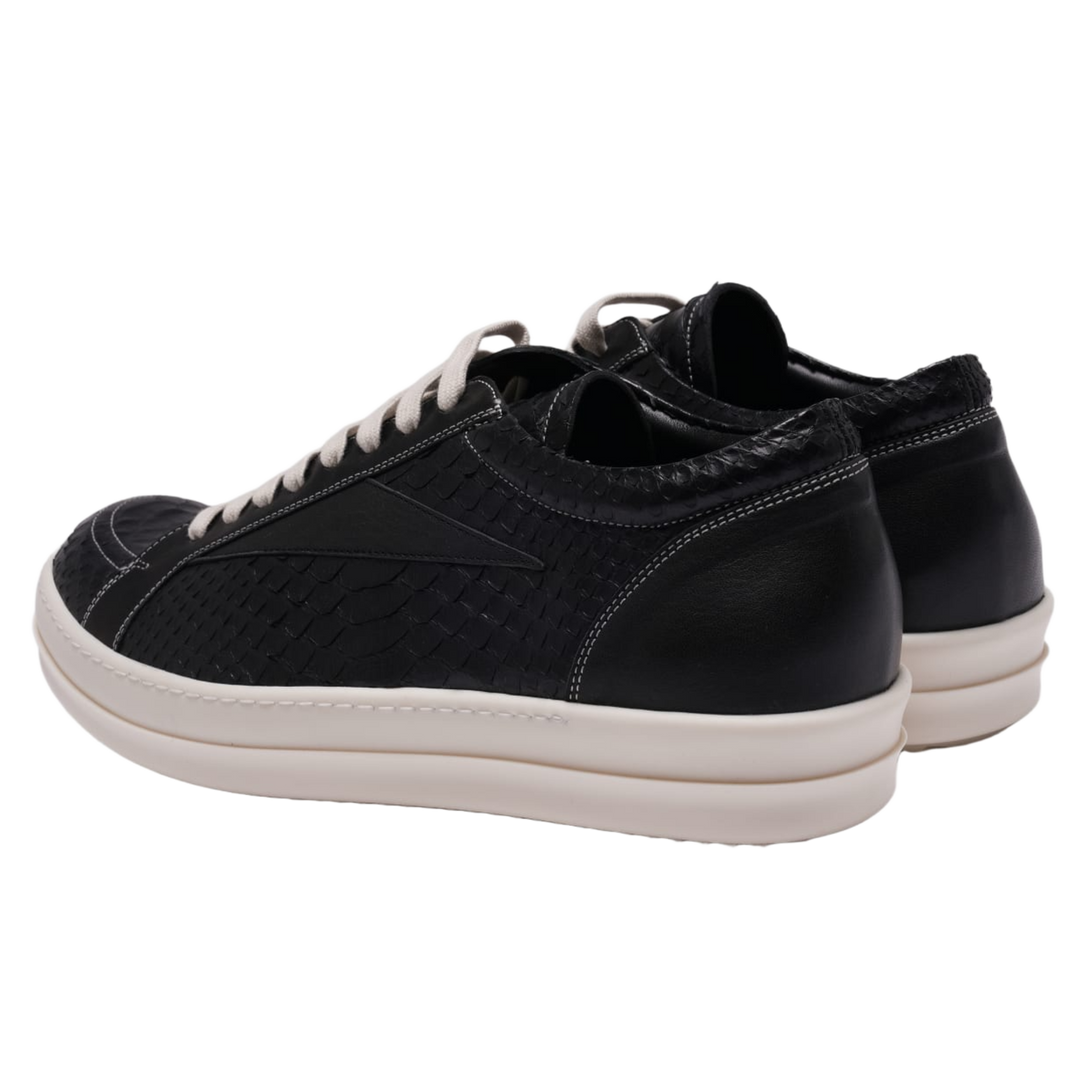 Rick Owens 'Black/Milk' Embossed Python Vintage Sneaks