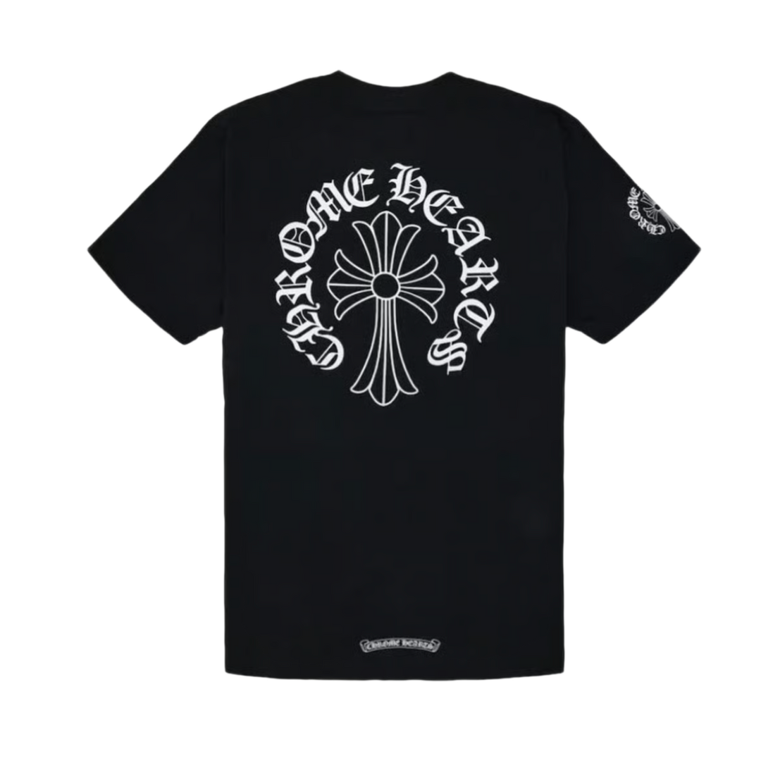 Chrome Hearts 'Black' Script Collar With Cross Pocket Tee