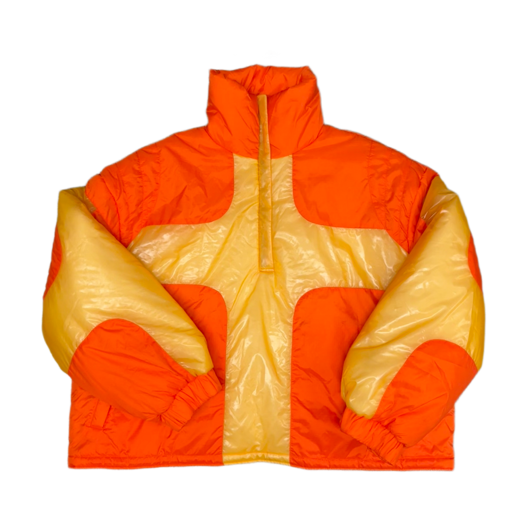 Who Decides War 'Orange Embossed Translucent Gloss Panel' Half-Zip Puffer Jacket