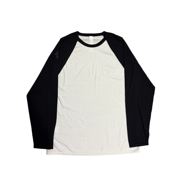 Chrome Hearts '3 Cross' White/Black Silk Longsleeve Tee