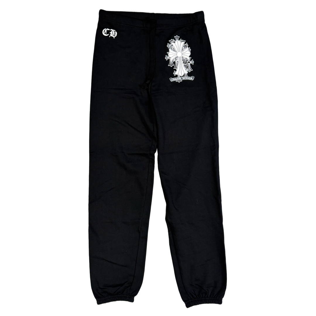 Chrome Hearts 'White Cemetery Cross' Black Sweatpants