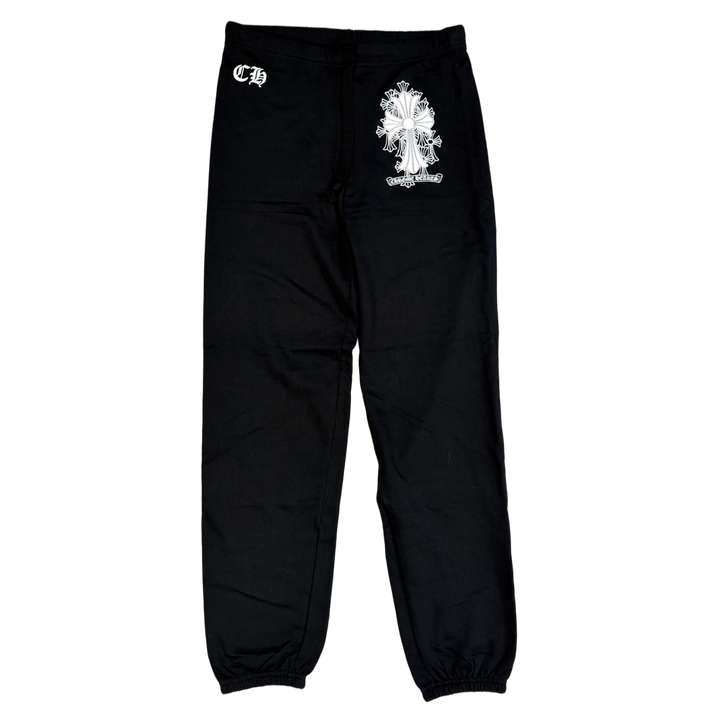 Chrome Hearts 'White Cemetery Cross' Black Sweatpants