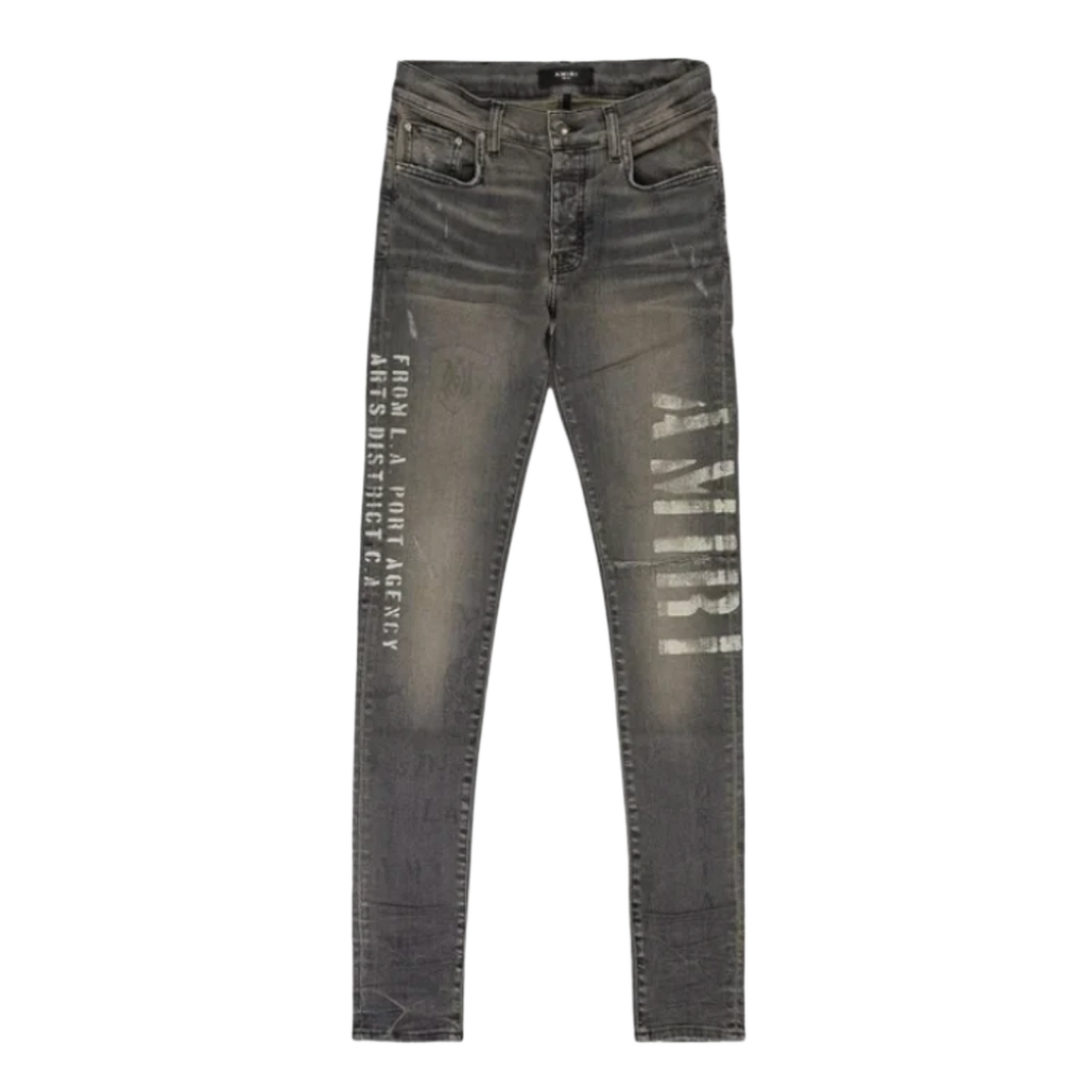 Amiri 'Grey' Millitary Stencil Jeans