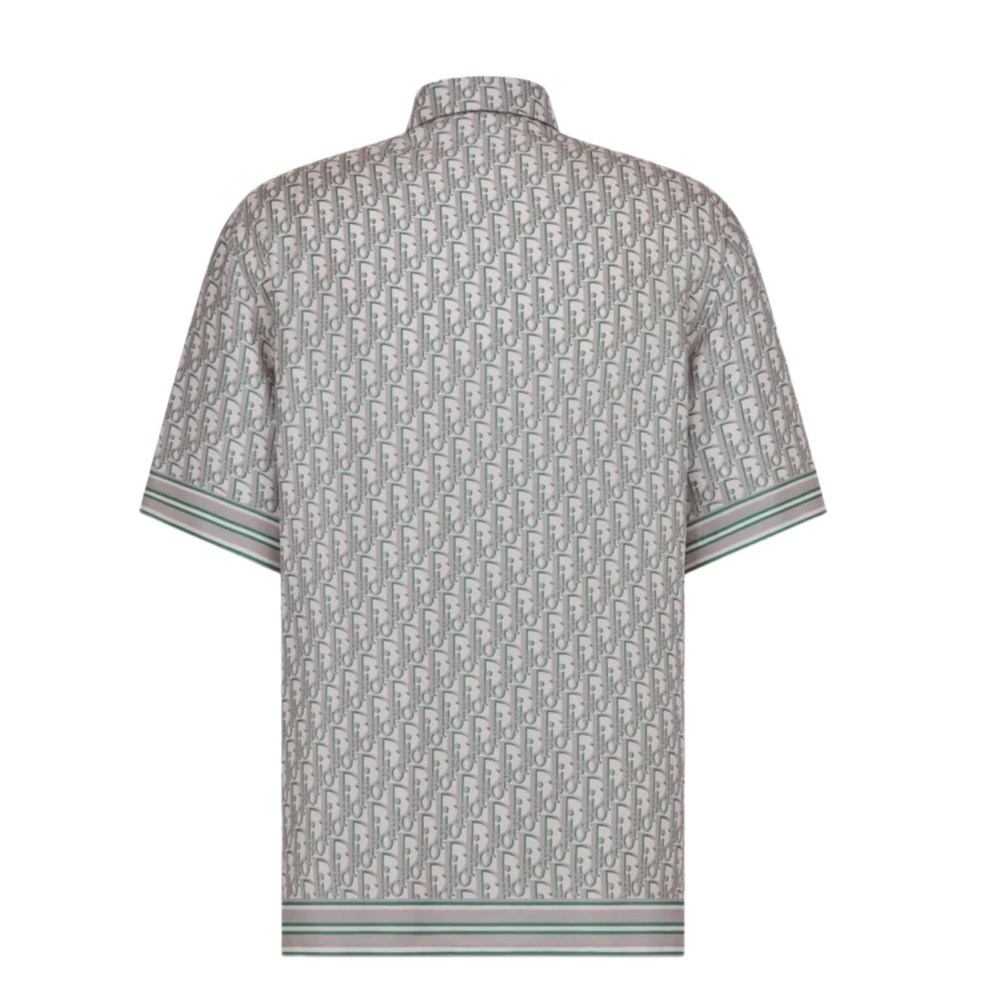 Dior 'White/Grey/Green' Oblique Silk Button Up Shirt