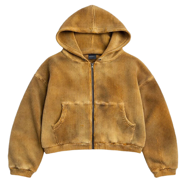 Gold+Vintage Gallery Raspberry Hills 'Distressed' Waffle Thermal Zip-Up
