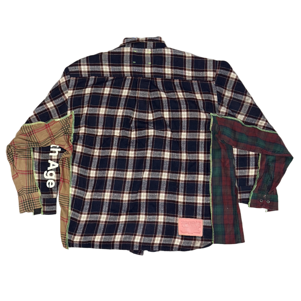 *Better With Age 'Gentlemen's 3 Embroidered Patchwork Burgundy/Blue' Flannel Shirt