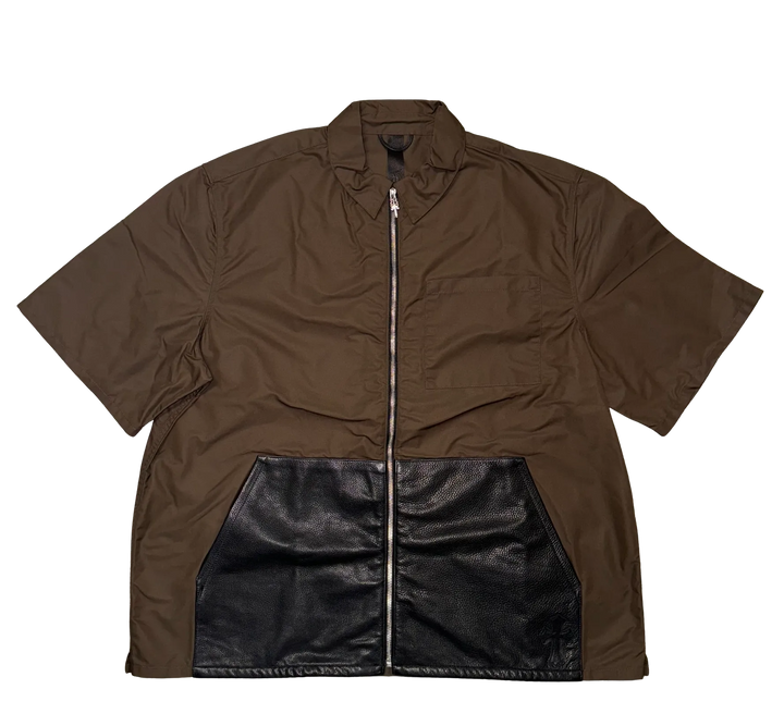 Chrome Hearts 'Brown' Nylon Leather Pocket Zip Shirt