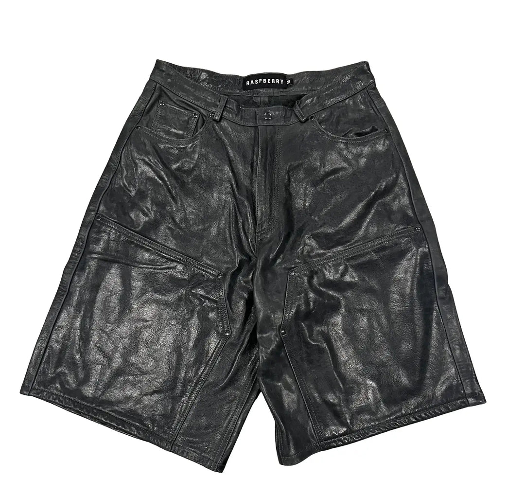 Gold+Vintage Gallery Raspberry Hills 'Black' Leather Shorts