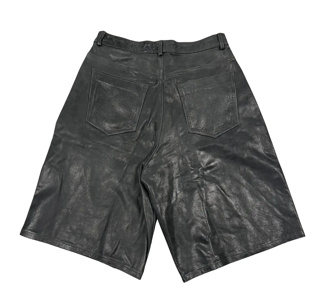 Gold+Vintage Gallery Raspberry Hills 'Black' Leather Shorts
