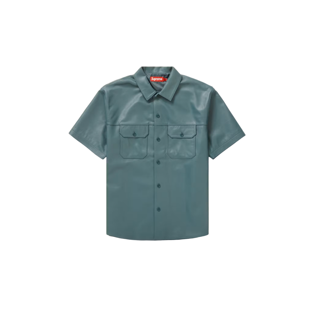 Supreme 'Green' Short Sleeve Leather Button Up