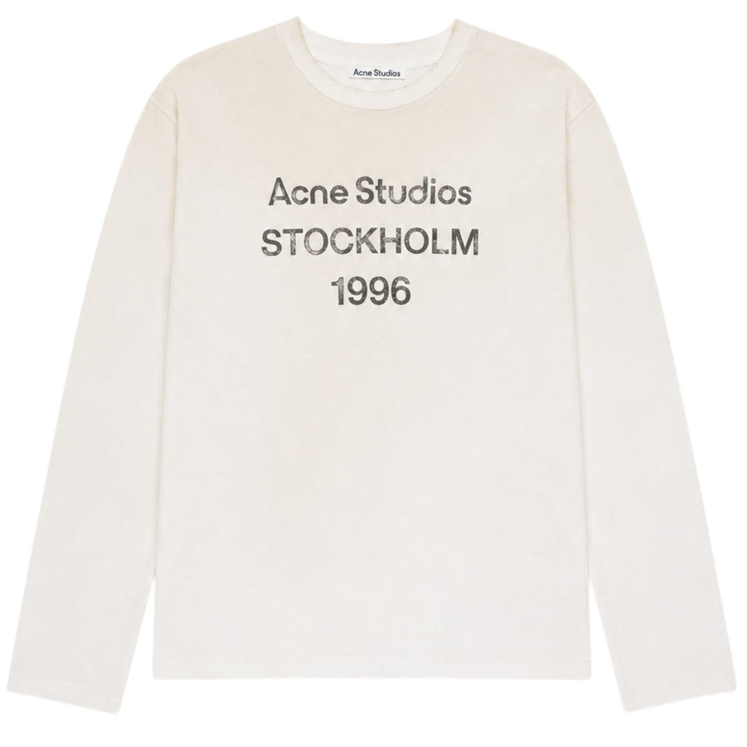 Acne Studios Distressed Logo-Print Long Sleeve Tee