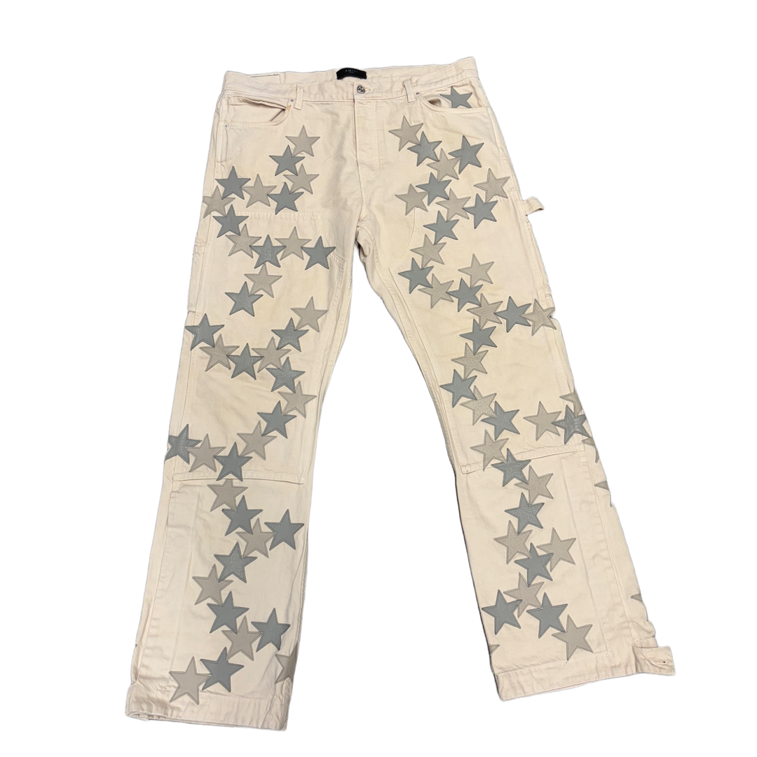 Amiri 'White' Star Print Straight Leg Jeans