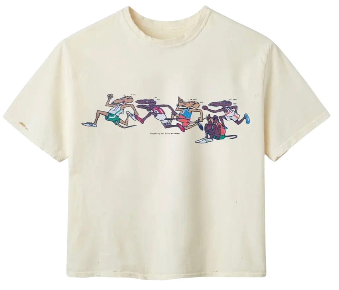 Gold+Vintage Gallery Raspberry Hills 'Rat Race' Cream Tee