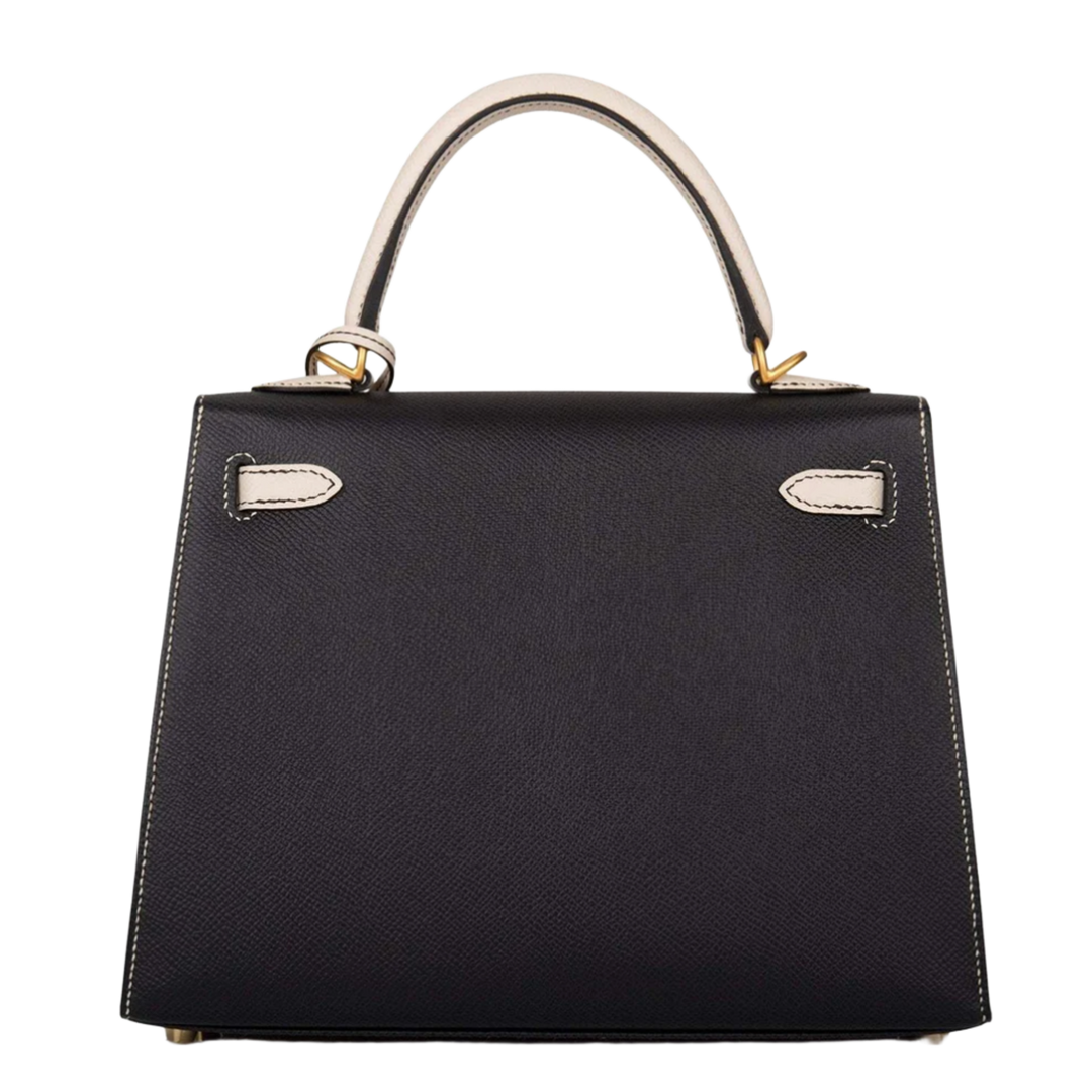 Hermès 'Black & Craie' Epsom Kelly Sellier 25 Bag