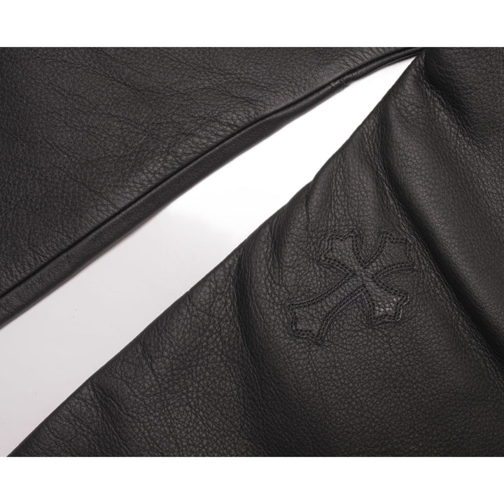 Chrome Hearts Black Leather '20 Patch Le Fluer' Pant
