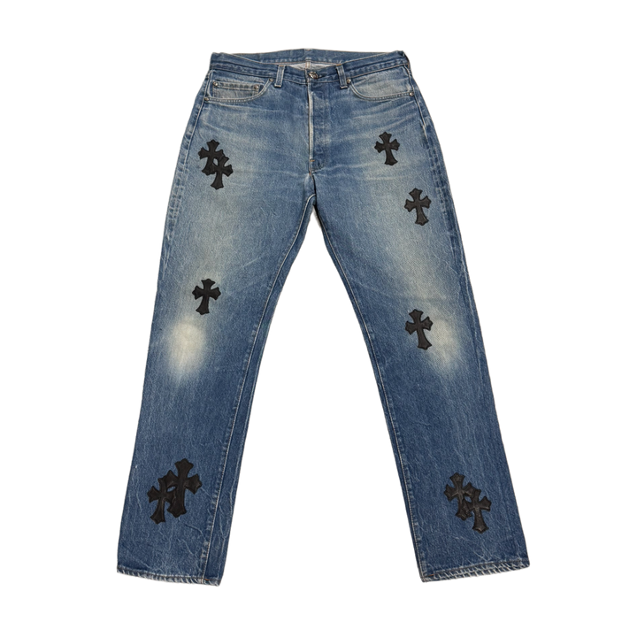 Chrome Hearts '20 Black Patch' Light Indigo Wash Jeans