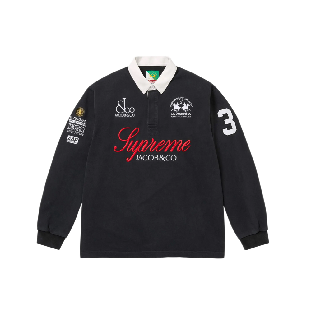 Supreme 'Black' La Martina Rugby Longsleeve Polo