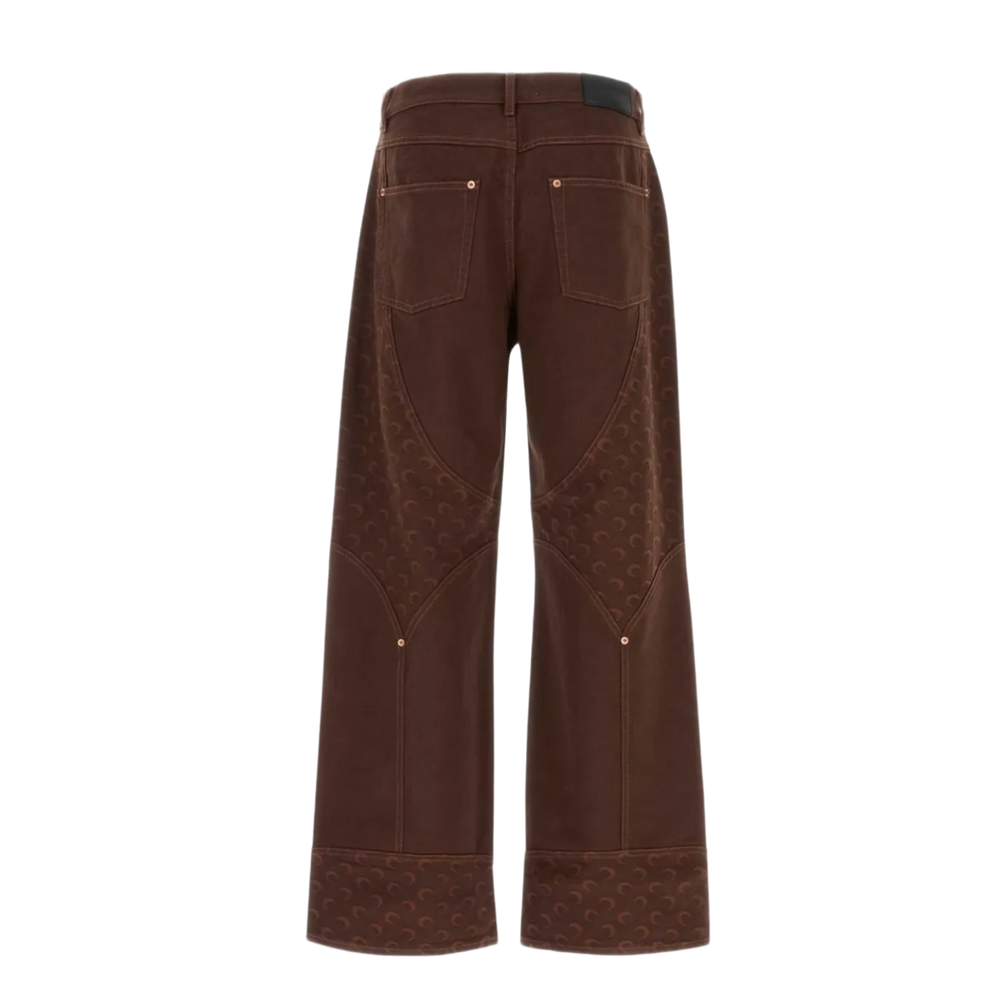 Marine Serre 'Brown' Moon Jacquard Twill Workwear Pants