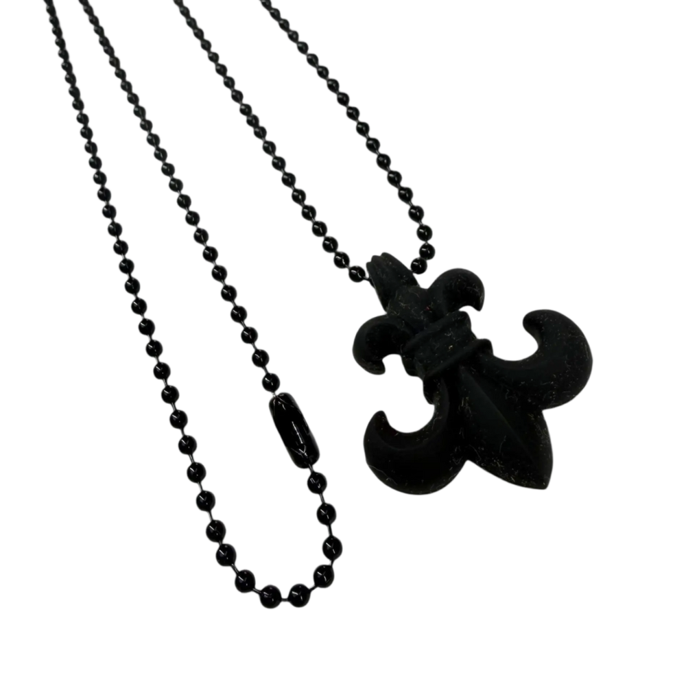 Chrome Heart Fleur De Lis Silicon Necklace Black