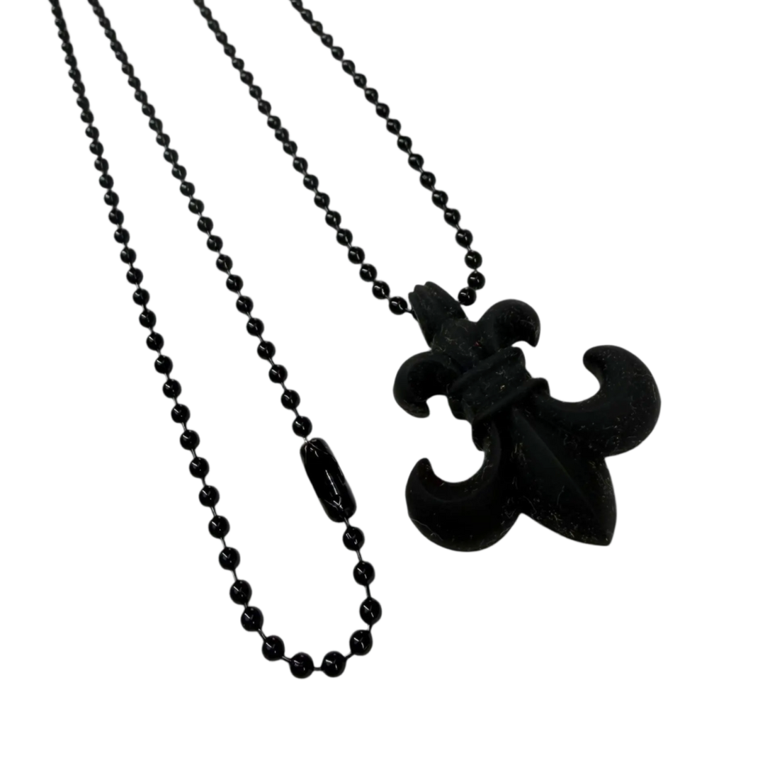 Chrome Heart Fleur De Lis Silicon Necklace Black