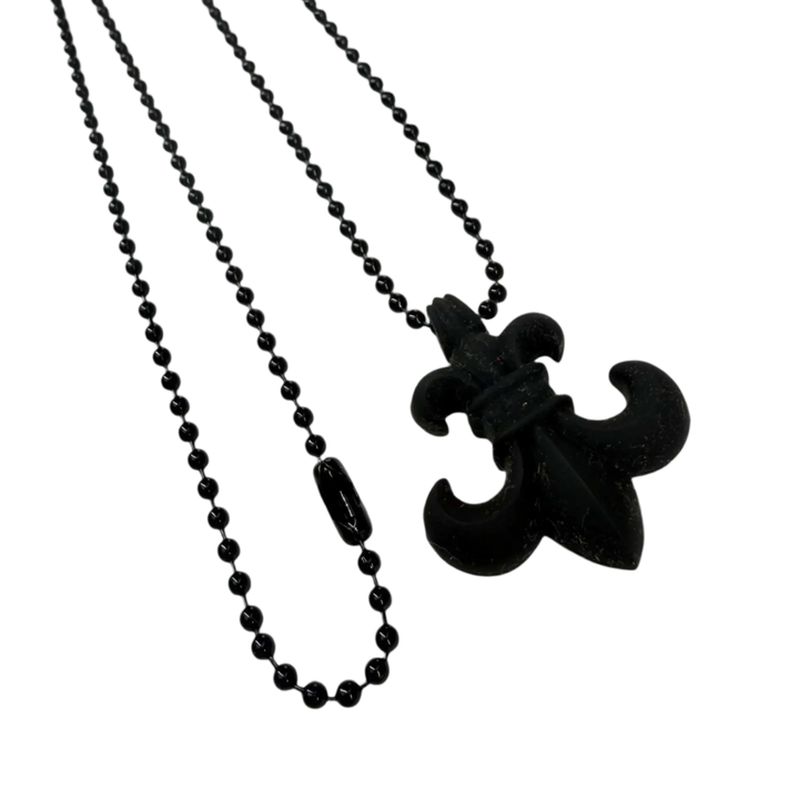 Chrome Heart Fleur De Lis Silicon Necklace Black