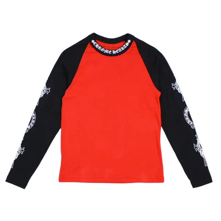Chrome Hearts Neck Logo Baseball Tee 'Red/Black'