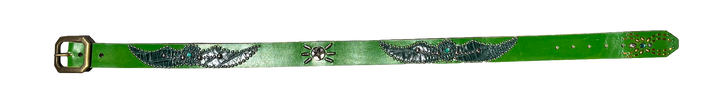 Studded 'Green Snakeskin Silver Star Spider Gem' Green Belt