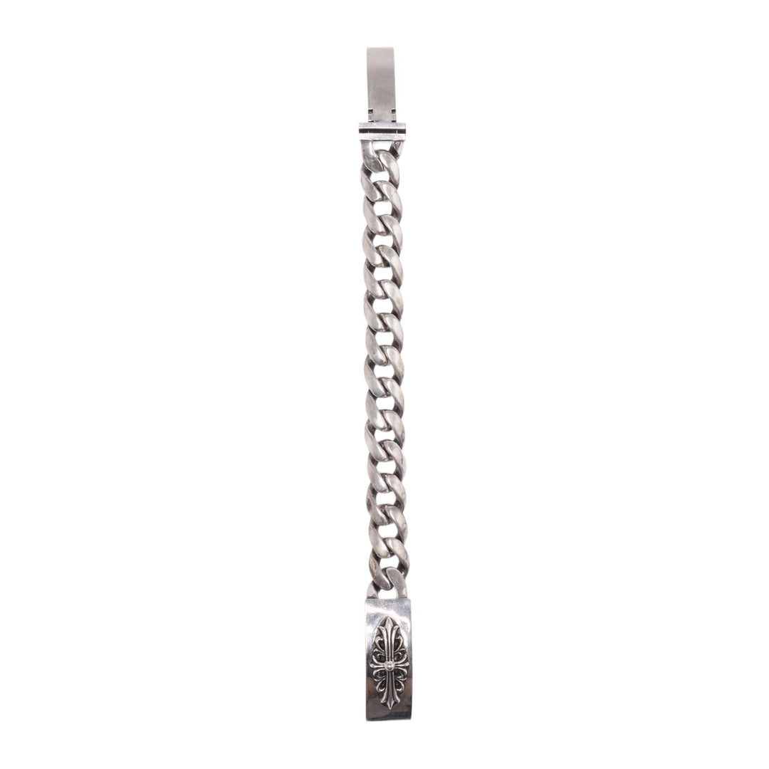 Chrome Hearts 'Floral Cross' 9.5in Silver Bracelet