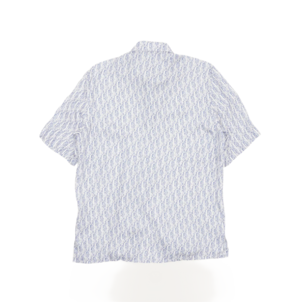Dior Oblique 'White/Light Blue' Silk Button Up Shirt 