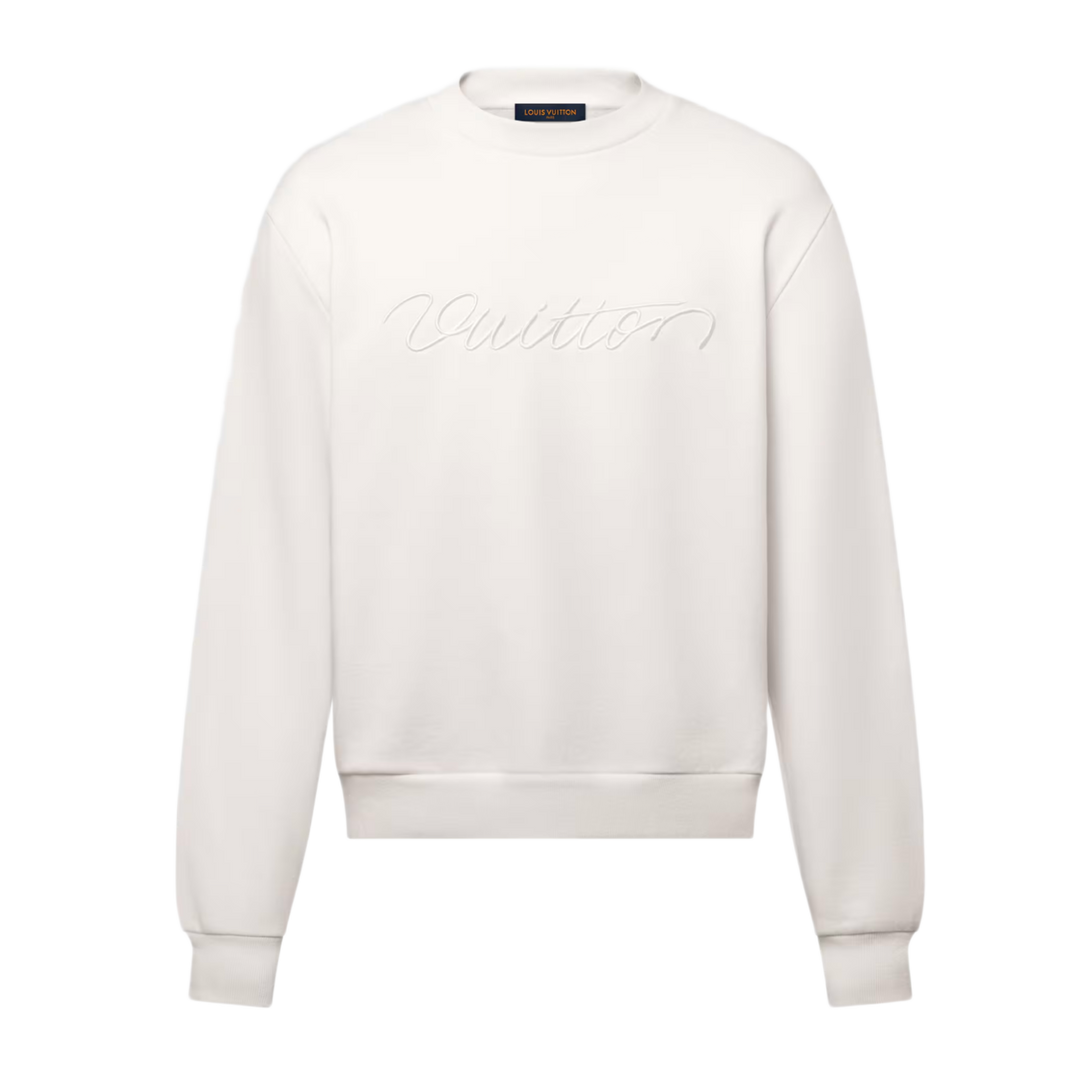 Louis Vuitton 'Milky White' Embroidered SIgnature Crewneck