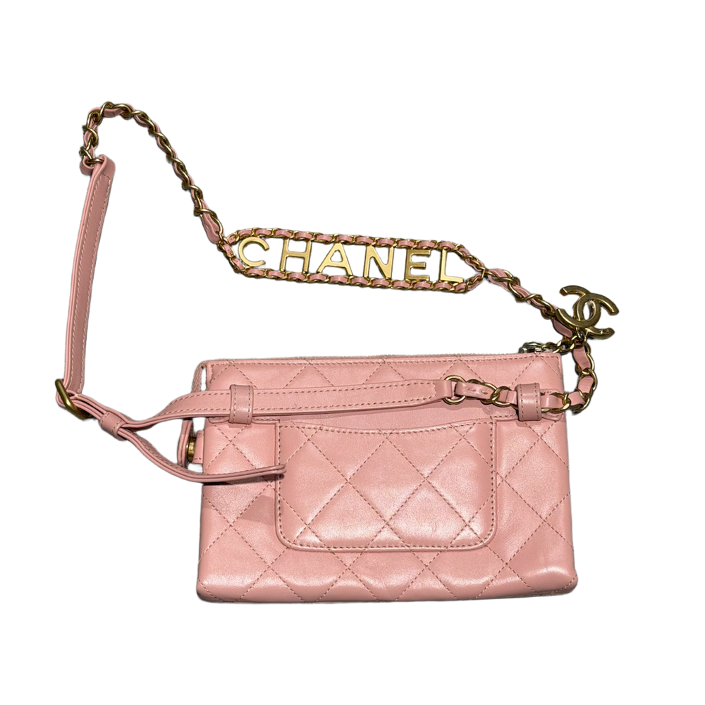 Chanel 'Pink Quilted' Logo Strap Belt Bag