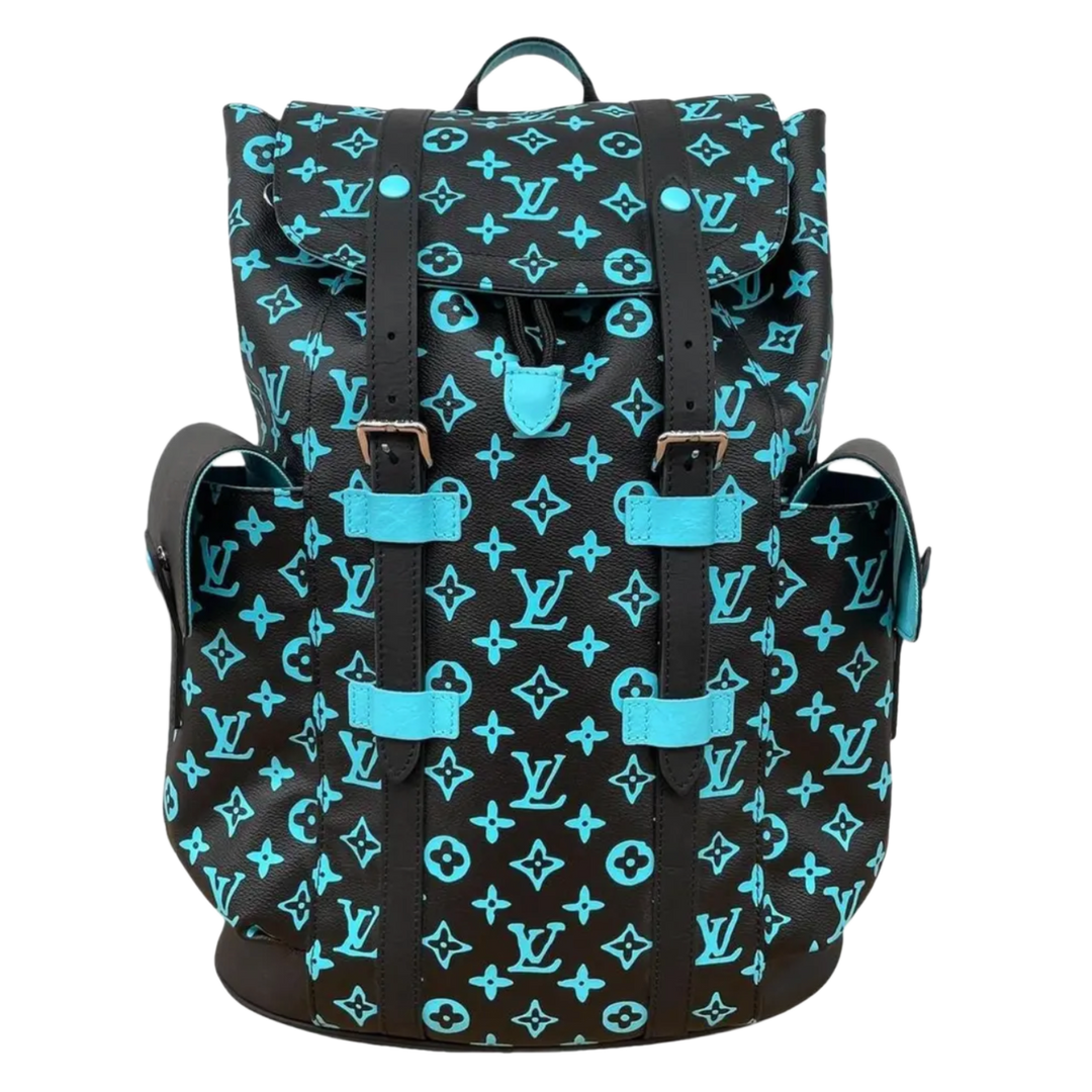 Louis Vuitton 'Black/Light Blue' Monogram Christopher Backpack