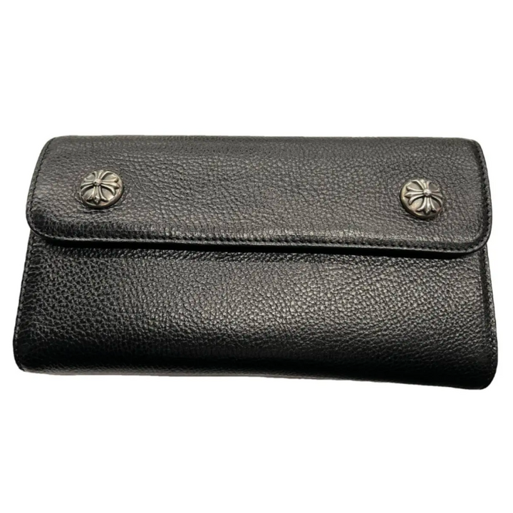 Chrome Hearts 'Black' Leather Wave Wallet Long