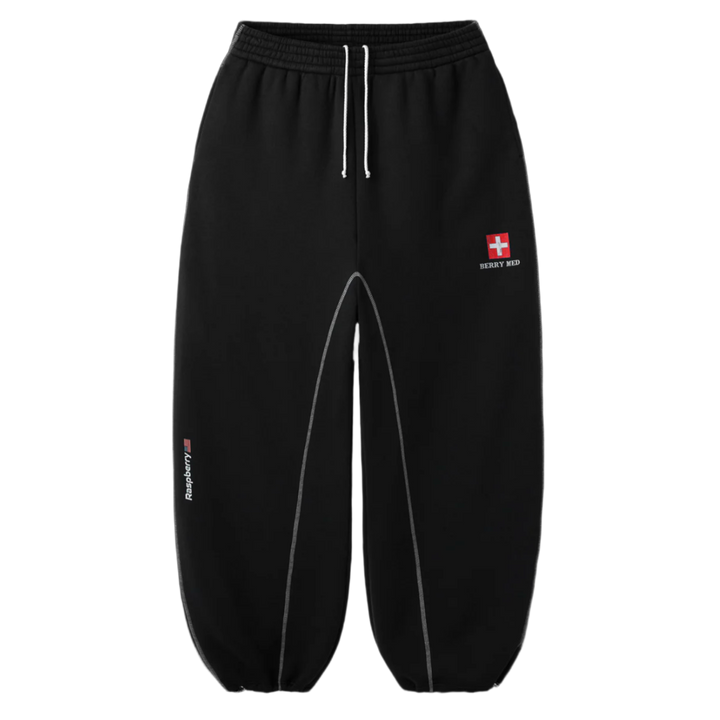 Gold + Vintage Raspberry Hills 'Berry Med' Black Sweatpants