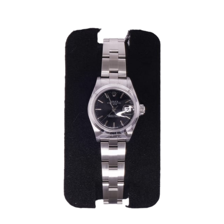Rolex Datejust 'Black Dial' 26 Smooth Bezel Stainless Steel Oyster Bracelet Ladies Watch 69160