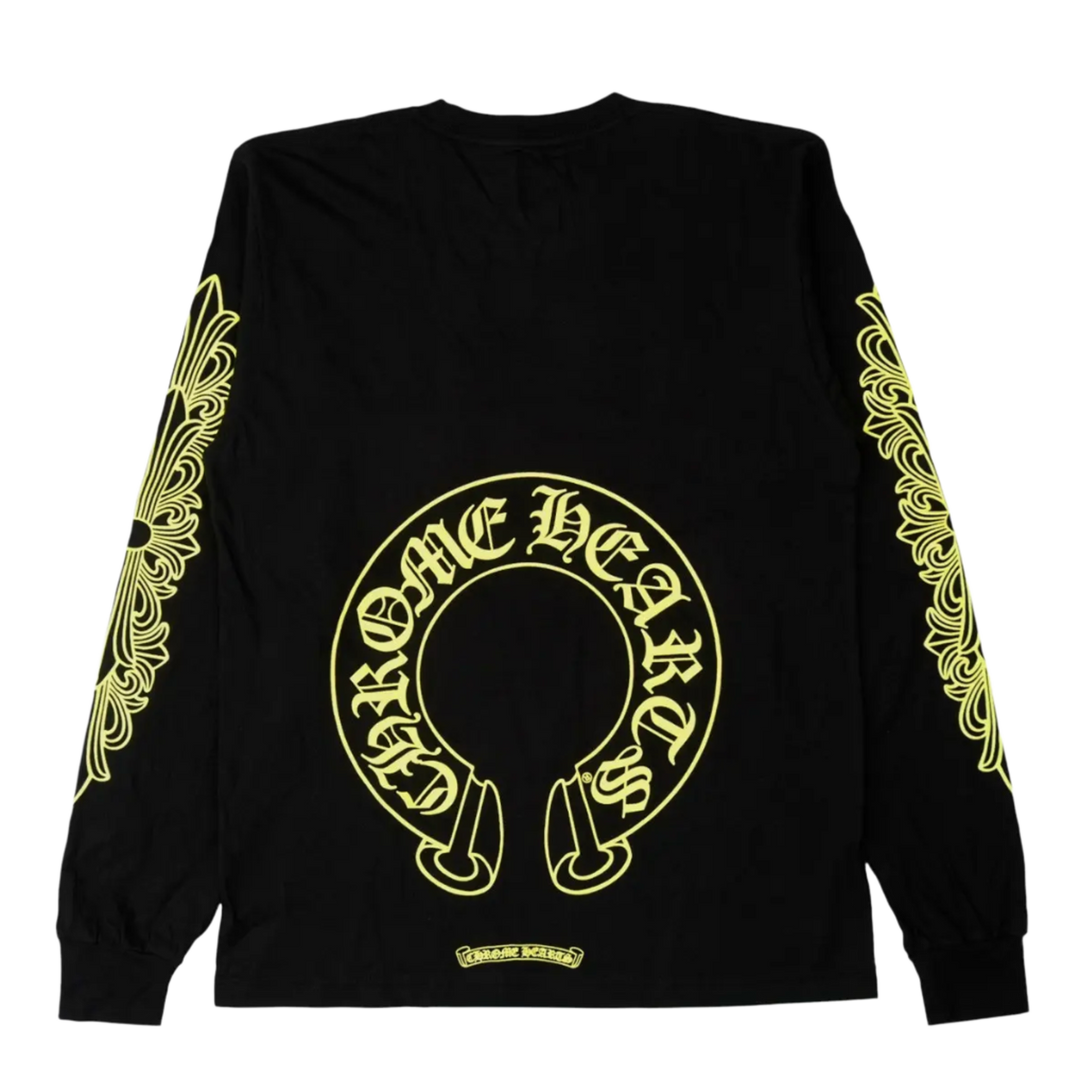 Chrome Hearts 'Neon Horseshoe' Floral Black Longsleeve Tee